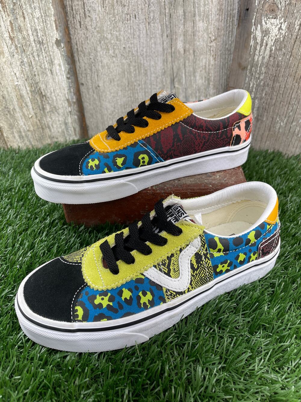 RARE Vans Sport Patchwork Leopard Snake Multicolor Sneaker Shoes 6
